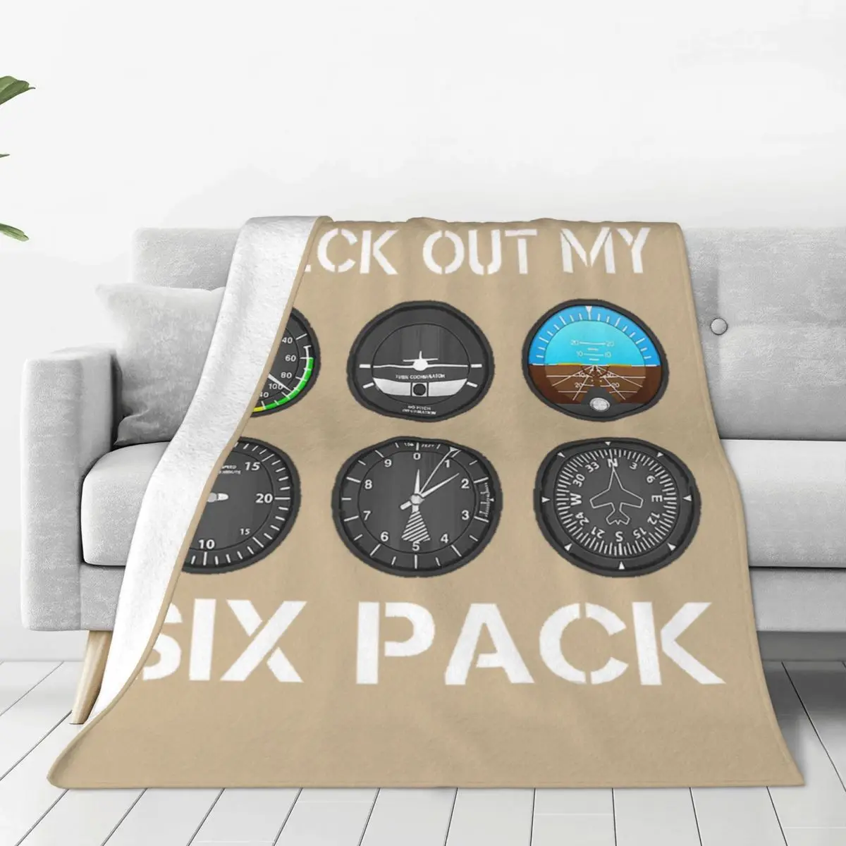 Funny Pilot Top Airplane Six Pack Flight Instruments Blankets Soft Warm Flannel Throw Blanket Cover for Bed Travel Home Couch