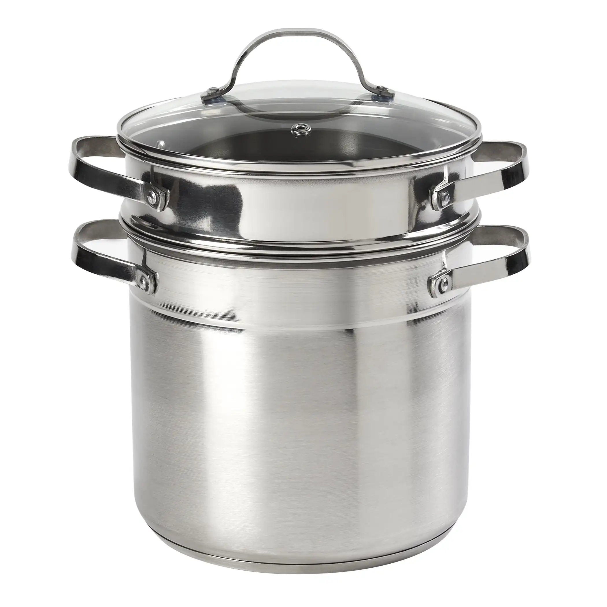 

for Cooks 3 Piece Stainless Steel Multi Cooker Stock Pot with Glass Lid, 6 Quart