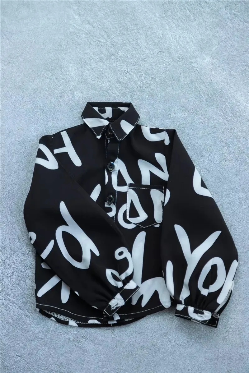 All-match Casual Irregular Letter Pattern  1/3 SD DD SD17 68cm Cool Chemise BJD Doll Shirt Stand Collar Top Toy Doll Accessories