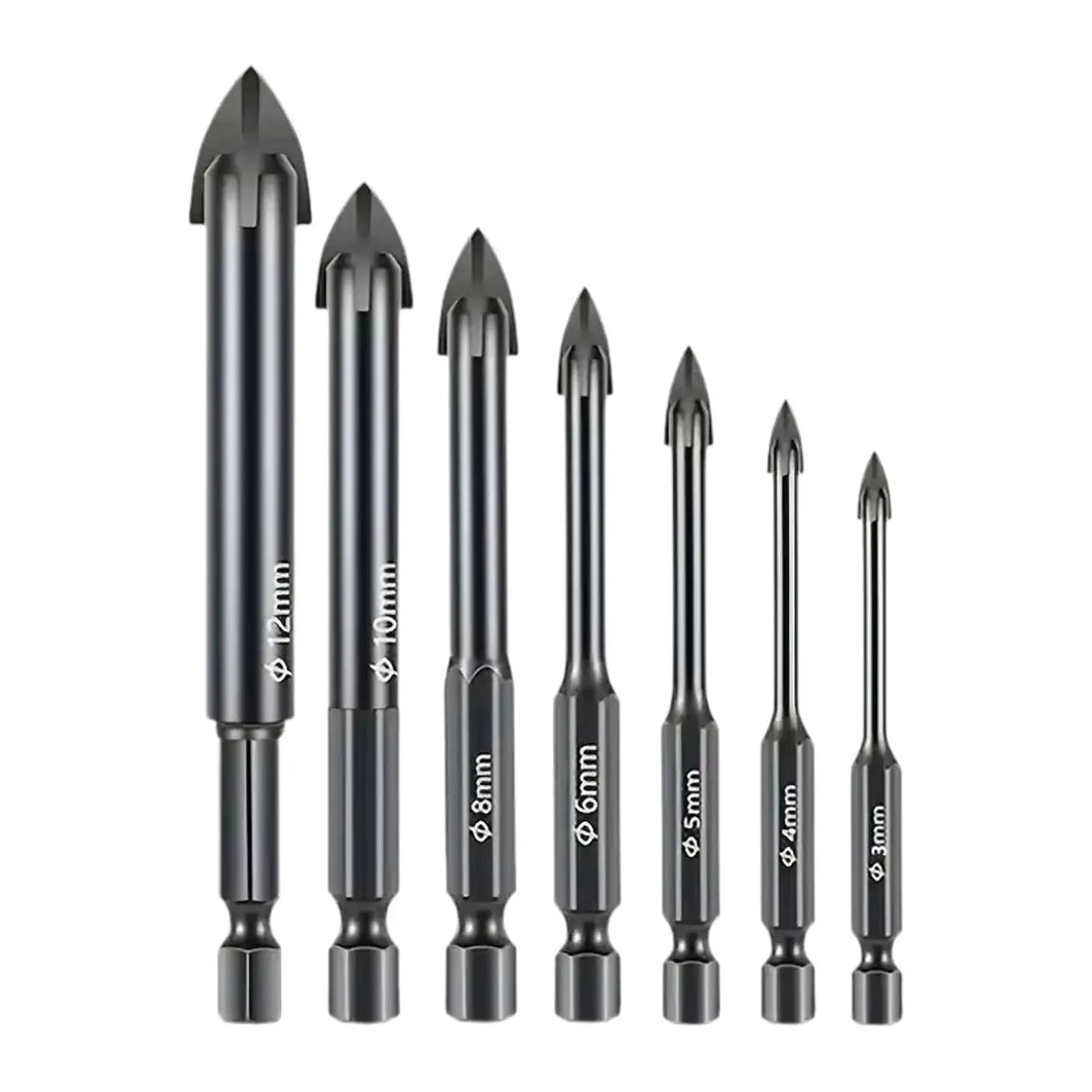 7x Masonry Drill Bit Set Premium Portable for Concrete Cement Wall Mirror