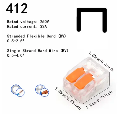 10-75 Pcs Orange Quick connector, DIY wire connector (28-12 AWG), 2/3/4/5 ports, plug-in electrical connection terminal