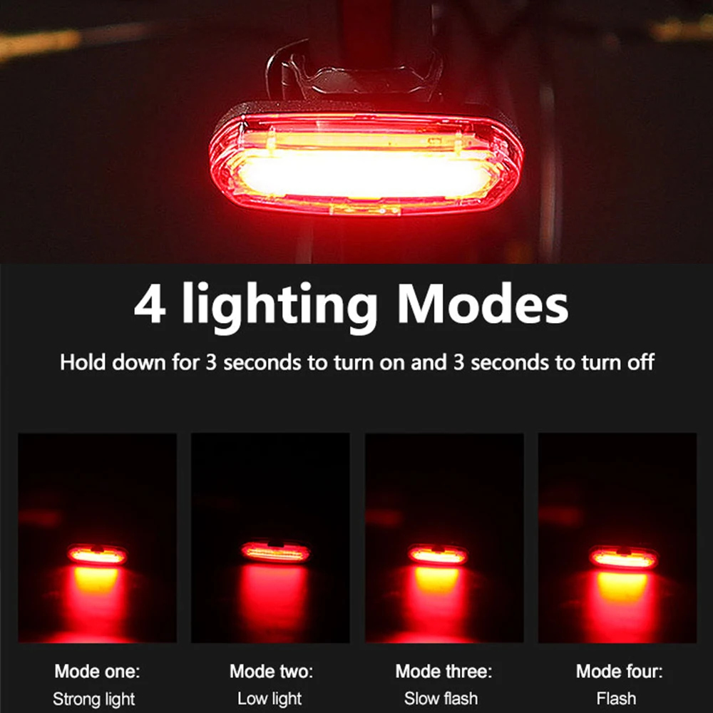 Bicycle Taillight MTB Red Light Bike Rear Light USB Rechargeable LED Cycling Bike Warning Light Mountain Bicycle Lamp