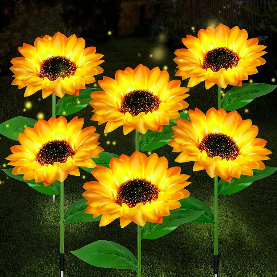 Novel Solar Led Light Outdoor Sunflowers Lamp Waterproof Landscape Lawn Lamps Garden Decoration for Courtyard Pathway Lighting