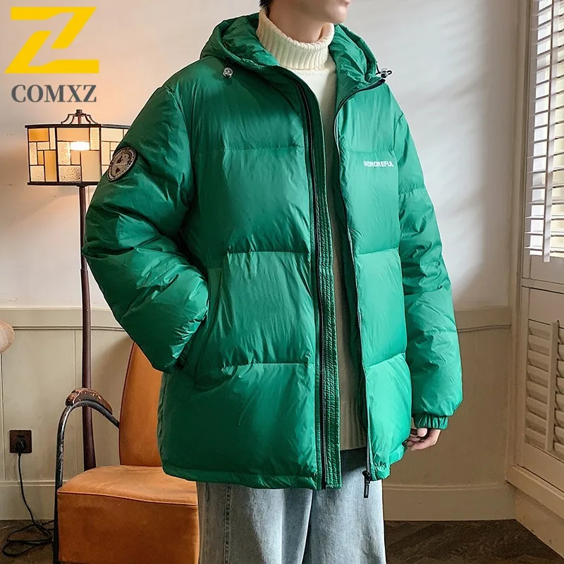 

COMXZ Men Down Jacket White Duck Down Ski Trip Warm Snow Adventure Puffer Jacket Streetwear Windproof Design Winter Jacket 2025