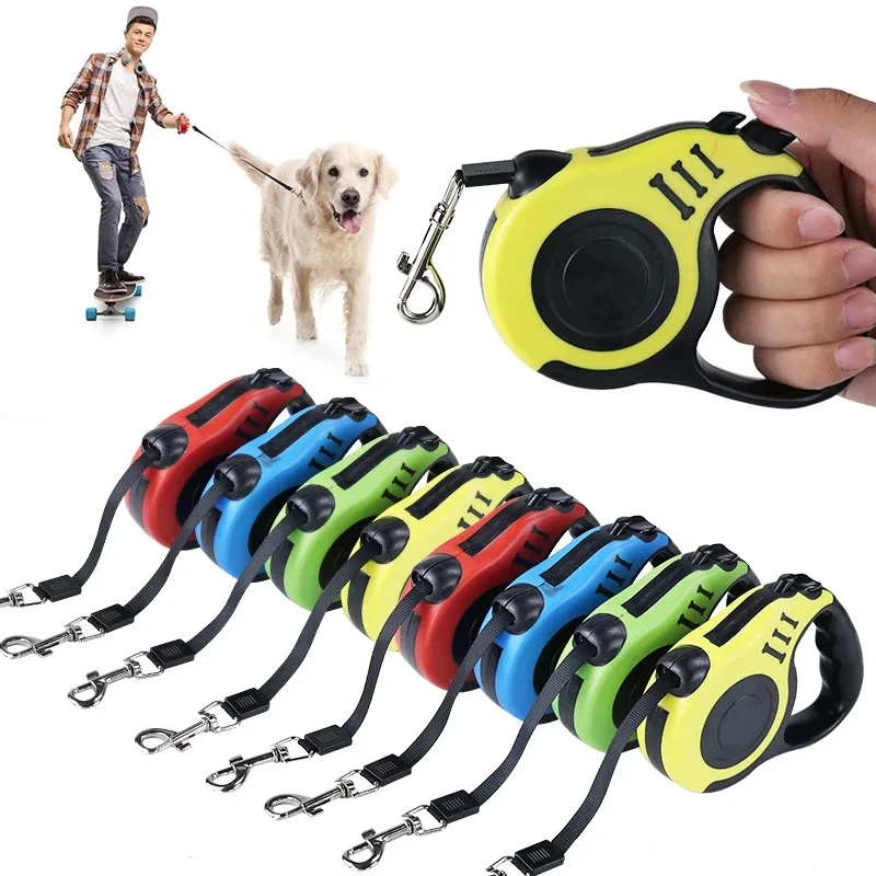 CX 3m 5m Dog Leash Durable Leash Nylon Automatic Retractable Cat Lead Extension Puppy Walking Running Lead Roulette For Dogs