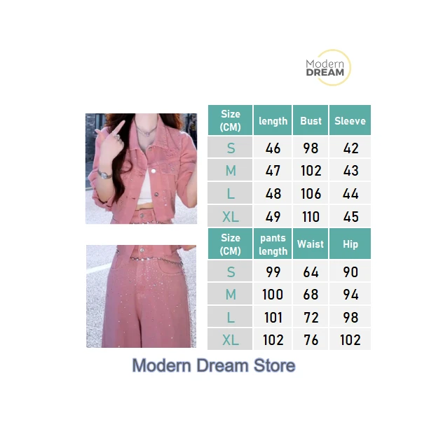 Korean high-quality temperament fashion pink denim suit women\'s autumn and winter new short coat high waist wide-leg pants