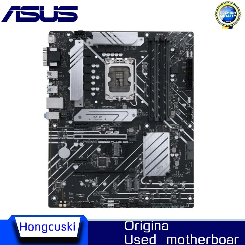 Used B660M For ASUS PRIME B660-PLUS D4 LGA 1700 DDR4  Motherboard B660 Supports CPU i5 10400f i3 12100f 12400f