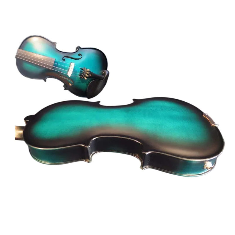 Blue-black color full size electric violin +Acoustic violin good sound