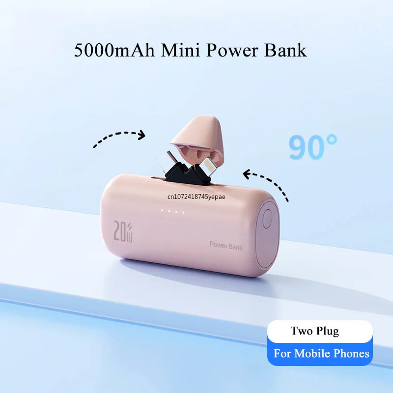 

Мини-Power Bank 5000 мАч, портативное зарядное устройство с быстрой зарядкой, вилка Type-C, внешний аккумулятор Powerbank для iPhone, Xiaomi, Samsung, Huawei