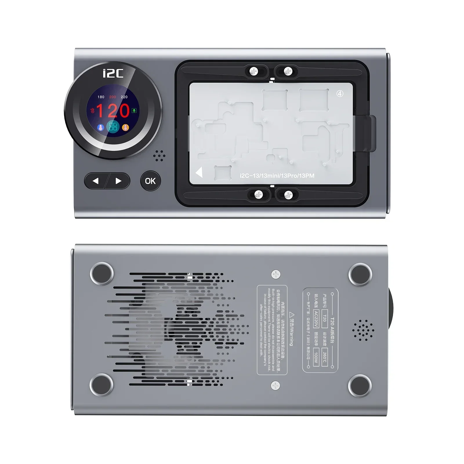 I2C T20 AI Intelligent Desolderen Voorverwarmingsstation voor IPhone X-16 Android PCB IC Moederbord Scheiden Platform Reparatie