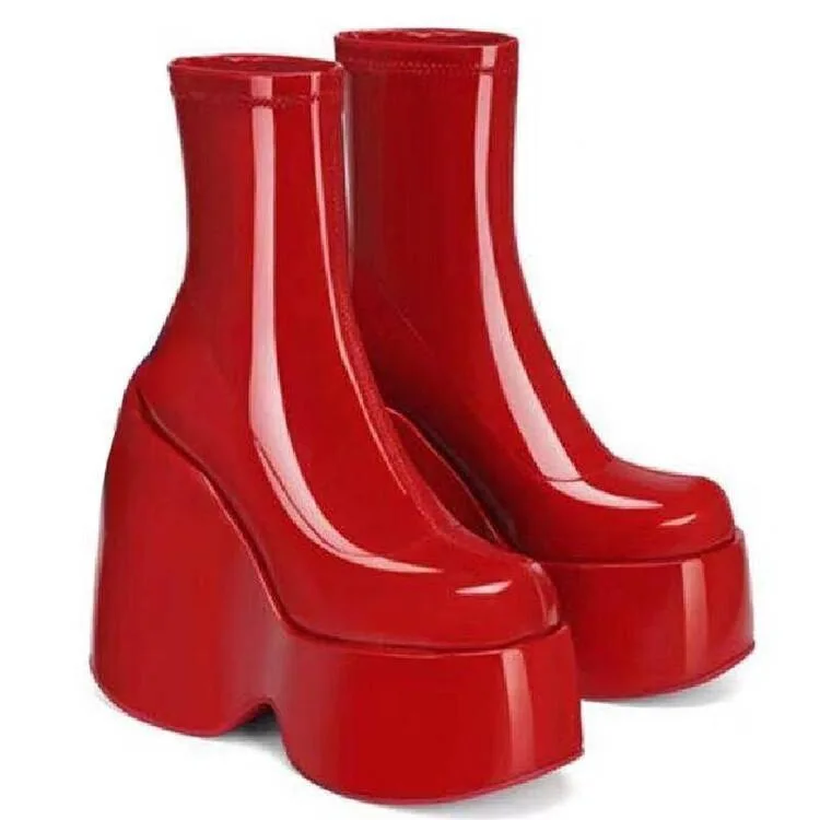 

New Ladies' High-top Round-headed Fashion Boots, High-quality Ladies' Enhanced Non-slip Lace-up Elastic Boots, Women's Boots