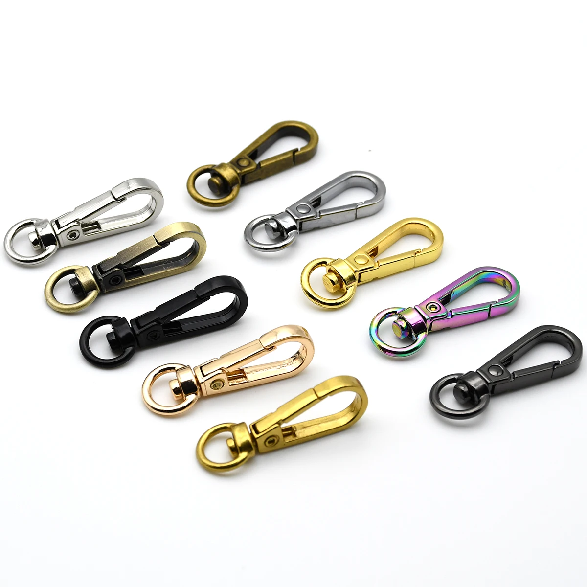 Metal Carabiner Snap Hook Trigger Clasps Clips Swivel O-ring for Leather Craft Bag Strap Belt Webbing Keychain Small Size
