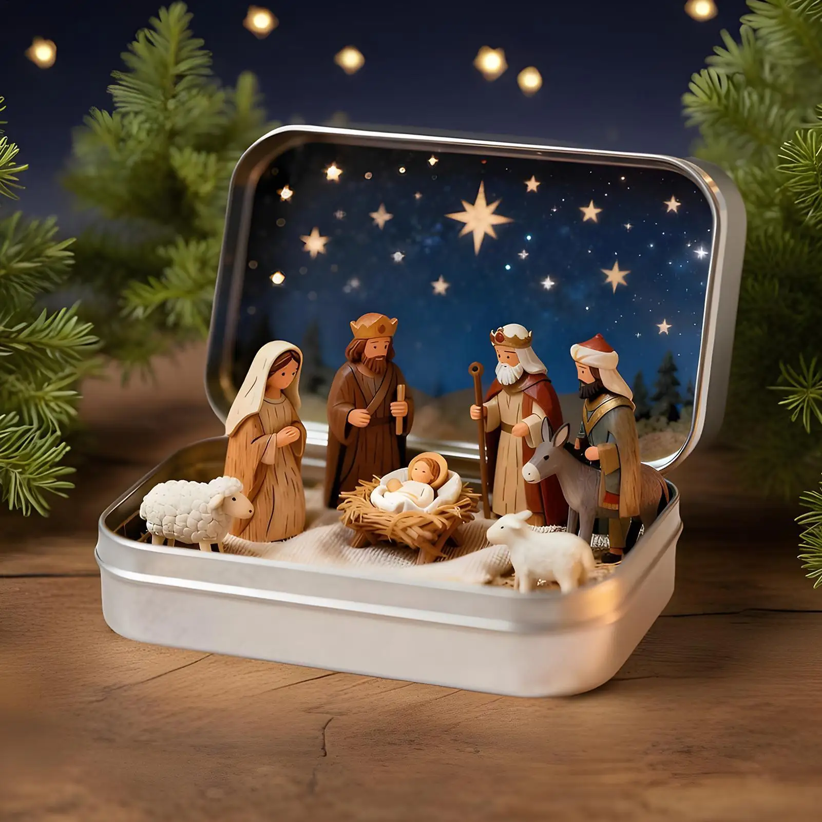 Estatuetas de presépio de resina, decoração de casa de natal, conjunto de presépio de bolso, decorações de manjedoura para mesa, armário, cabeceira, casa