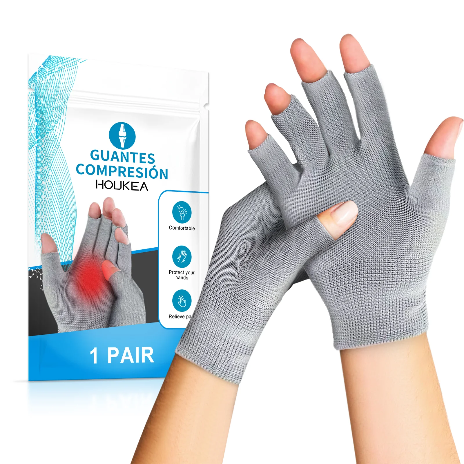 

1 Pair of Winter Warm Care Hand Gentle Care Hand Open Finger Gloves Protector Soothes Joints