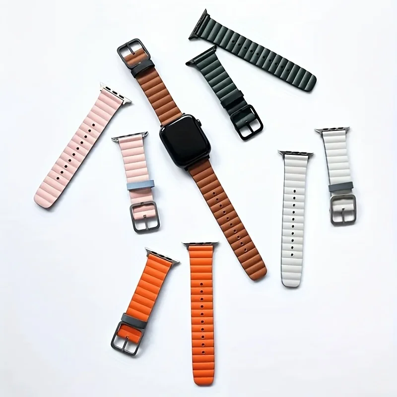 

Genuine Leather Watch Straps for Apple Watch Bands 49 46 44 42 40mm Double Color Reverse Buckle iwatch Bracelets S10 9 8 7 6 5 4