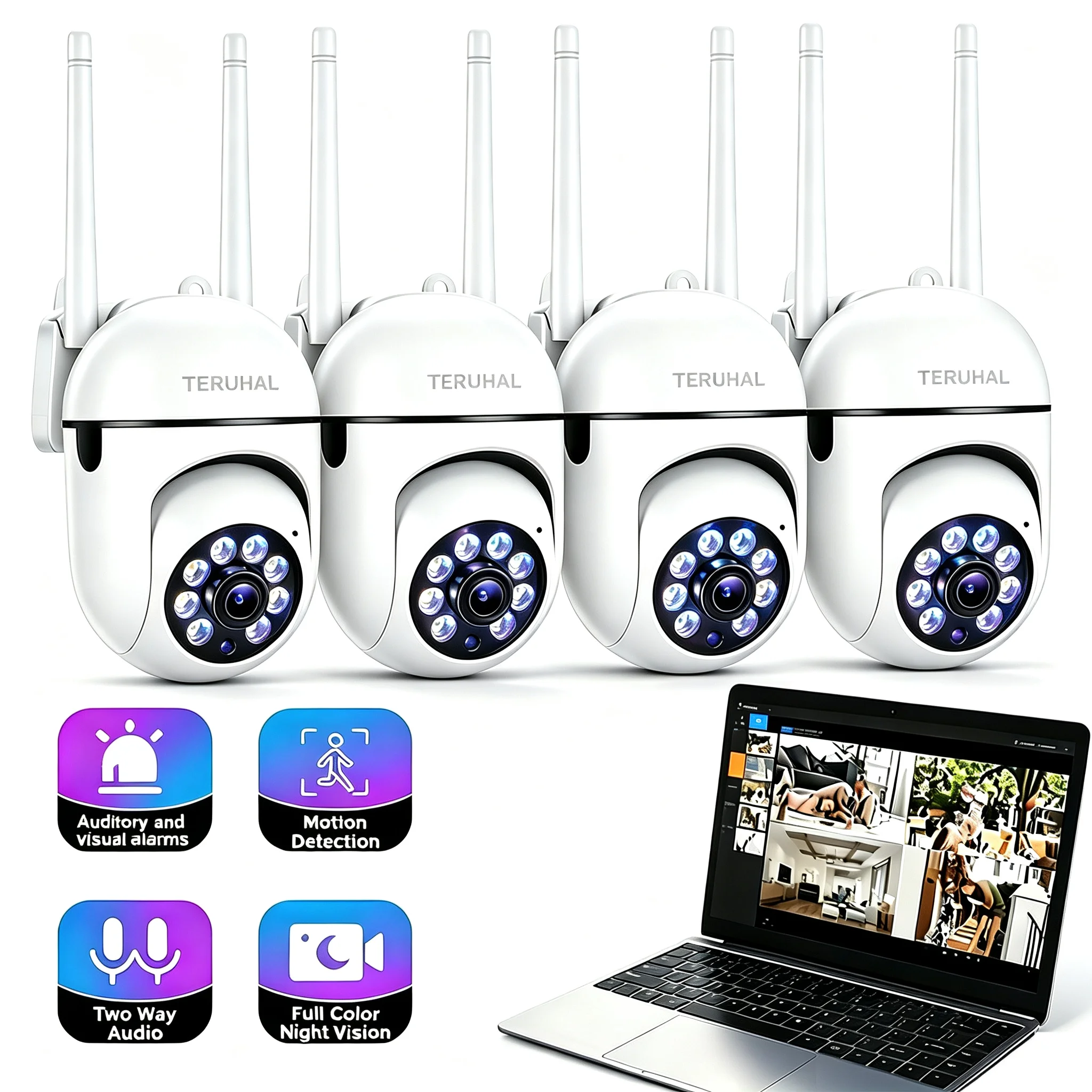 Indoor And Outdoor Remote Night Vision Camera, Smart Home 2.4G WIFI Monitoring Camera, 355 Degree Intercom Home Security Cam