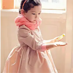 Trench Girls Coat Long Princess Style Children Clothes Windbreaker Tide Baby Soild Button Pocket Long Sleeve Pleated