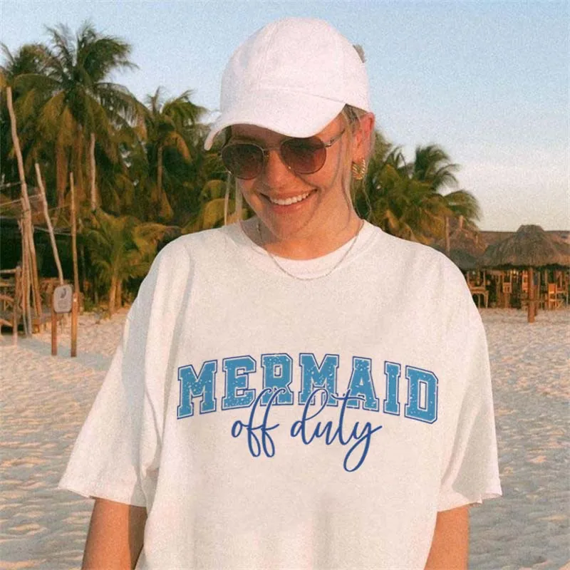 Oui نمط مطبوعة عطلة نمط المرأة الشاطئ تي شيرت قصير الأكمام المرأة بسيطة عادية الصيف موضة الأساسية تي شيرت كامل