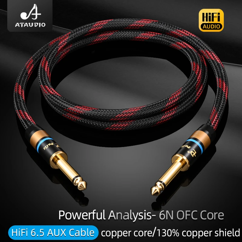 HiFi Aux kabel gitarowy Mono Jack 6.5 OFC 130% miedziana osłona siatka 6.35 TS Jack kabel Audio instrumenty elektroniczne Jack 6. 5 kabel