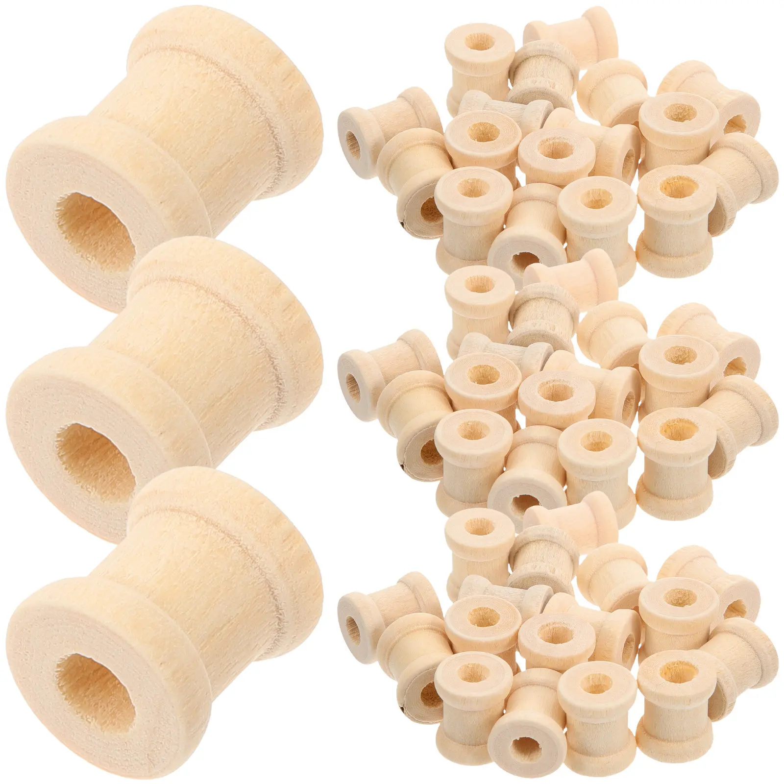 100Pcs Colorful Wooden Spools Solid Construction Thread Bobbins Craft Weaving String Rolling Wire 13x15mm High Quality Wood