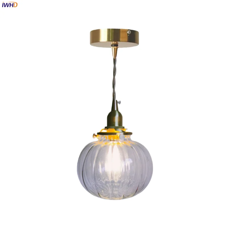 

IWHD 4W Small LED Hanging Lamps Bedroom Bathroom Kitchen Loft Decor Nordic Minimalism Copper Glass Ball Pendant Light Hanglamp