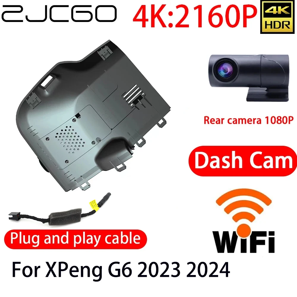 

ZJCGO 4K Car DVR Dash Cam Wifi Front Rear Camera 24h Monitor for XPeng P7 P7i 2023 2024