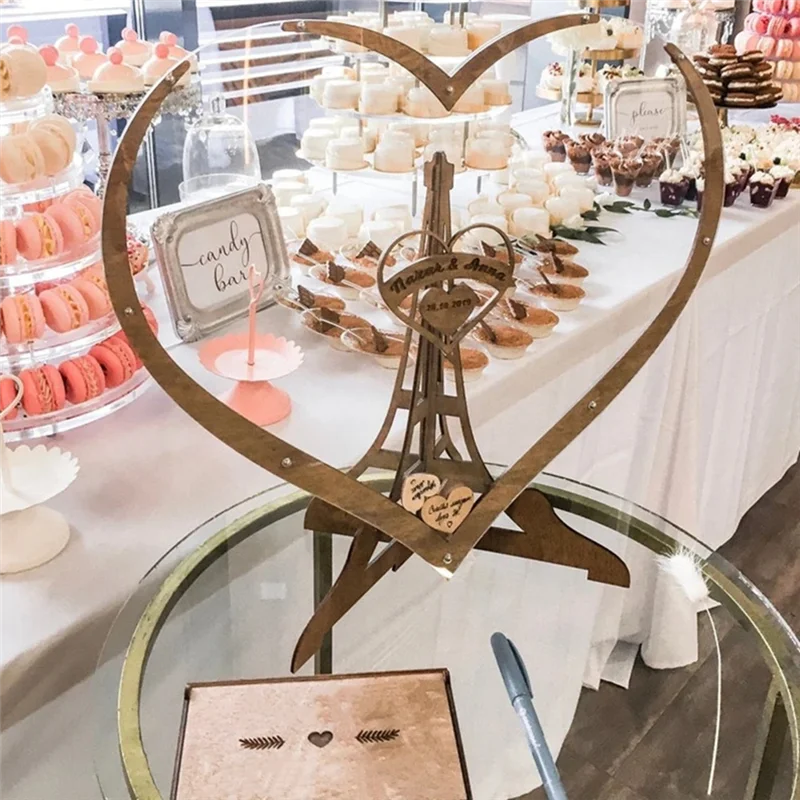 كتاب ضيف الزفاف البديل ديكور الزفاف ثلاثية الأبعاد محفورة سجل الزوار صندوق قطرة الضيوف بطاقة ترحيب زينة الزفاف دائم ، أ