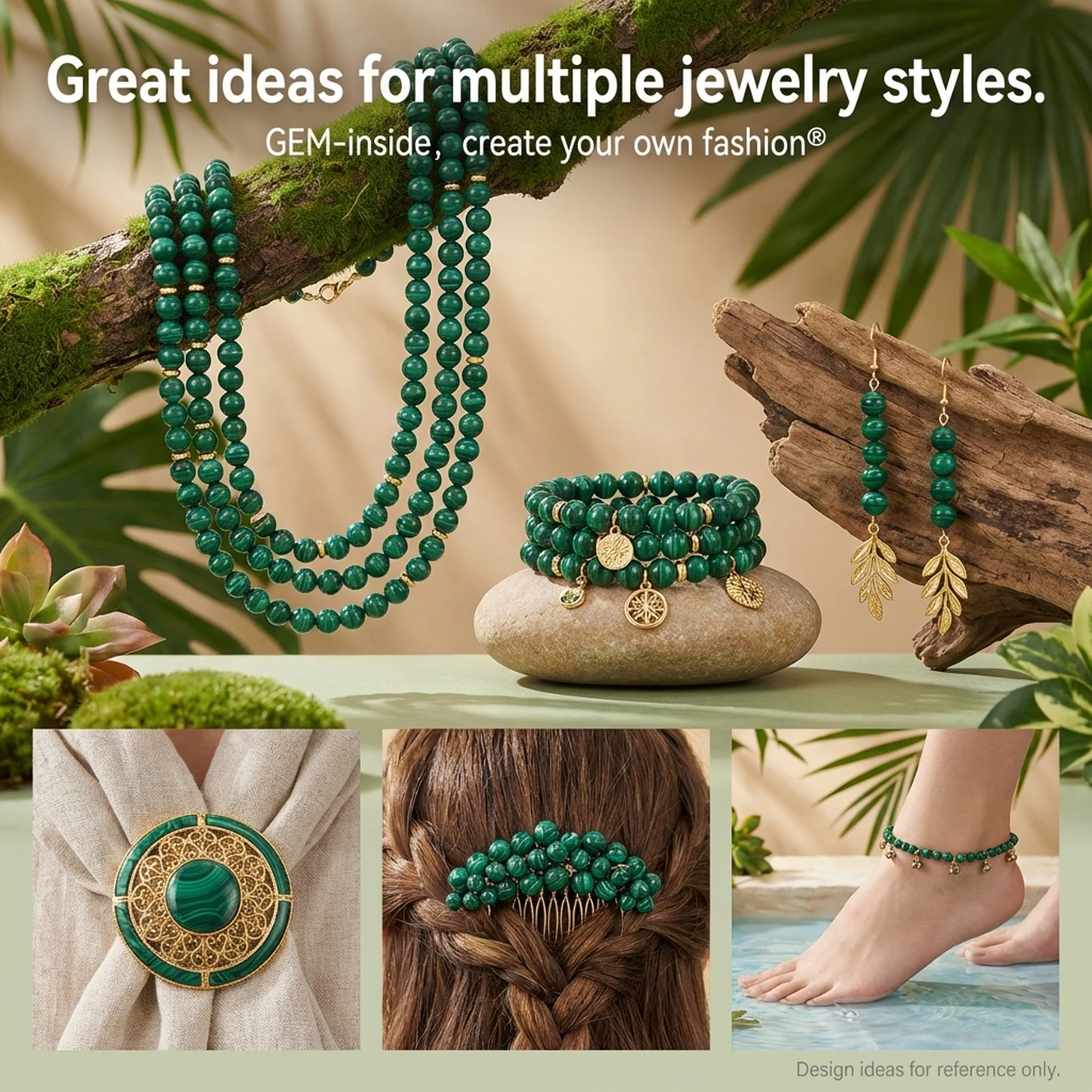 Natural Stone Malachite Round Spacer Loose Beads For Bracelet,Necklace Jewelry Making Strand 15\