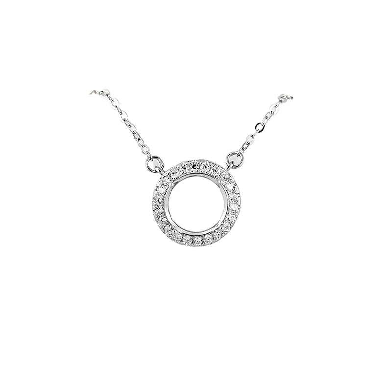 

925 Sterling Silver Women Necklace Pendant CZ 10x10mm Round Cabochon Semi Mount Pendant Setting Cubic Zirconia