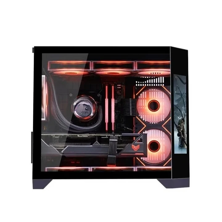 PC Case with USB3.0 & Tempered Glass New LCD Screen Computer Case Without Fan New Design Mid-tower MATX Gamer