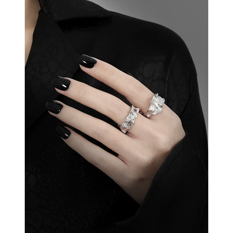 S'STEEL Sterling Silver 925 Irregular Wrinkles Ring For Women Matching Luxury Brand Gold Ringen Trends 2023 Accessories Jewelry