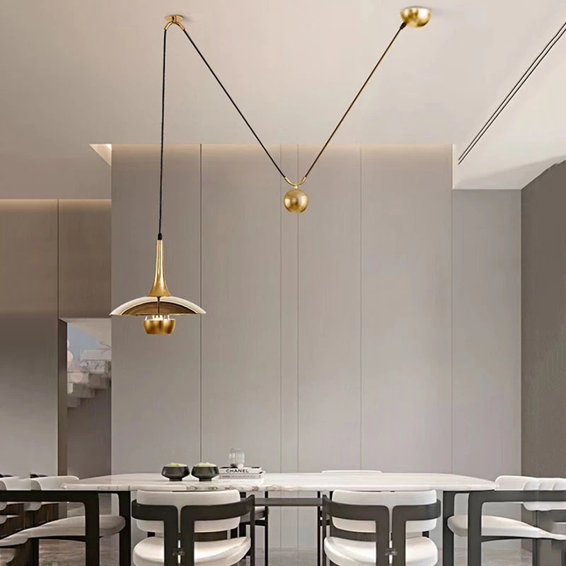 Creative Pulley Chandelier Simple Flying Saucer Style Hanglamp for Dining Room Store Loft Pendant Light Chrome Gold Lighting Fix