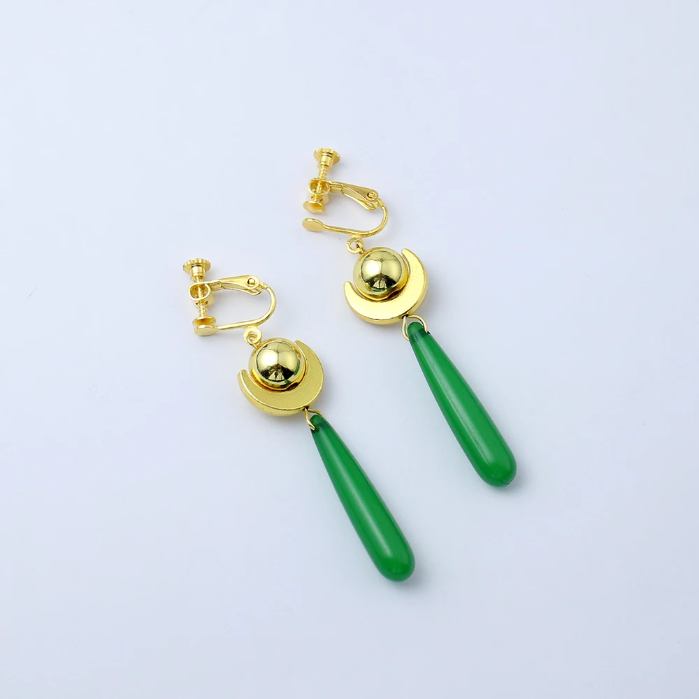 Anime The Apothecary Diaries Mao Mao Cosplay Earrings Alloy Green Gem Earstuds Earclip Earwear Eardrop Pendant Jewelry