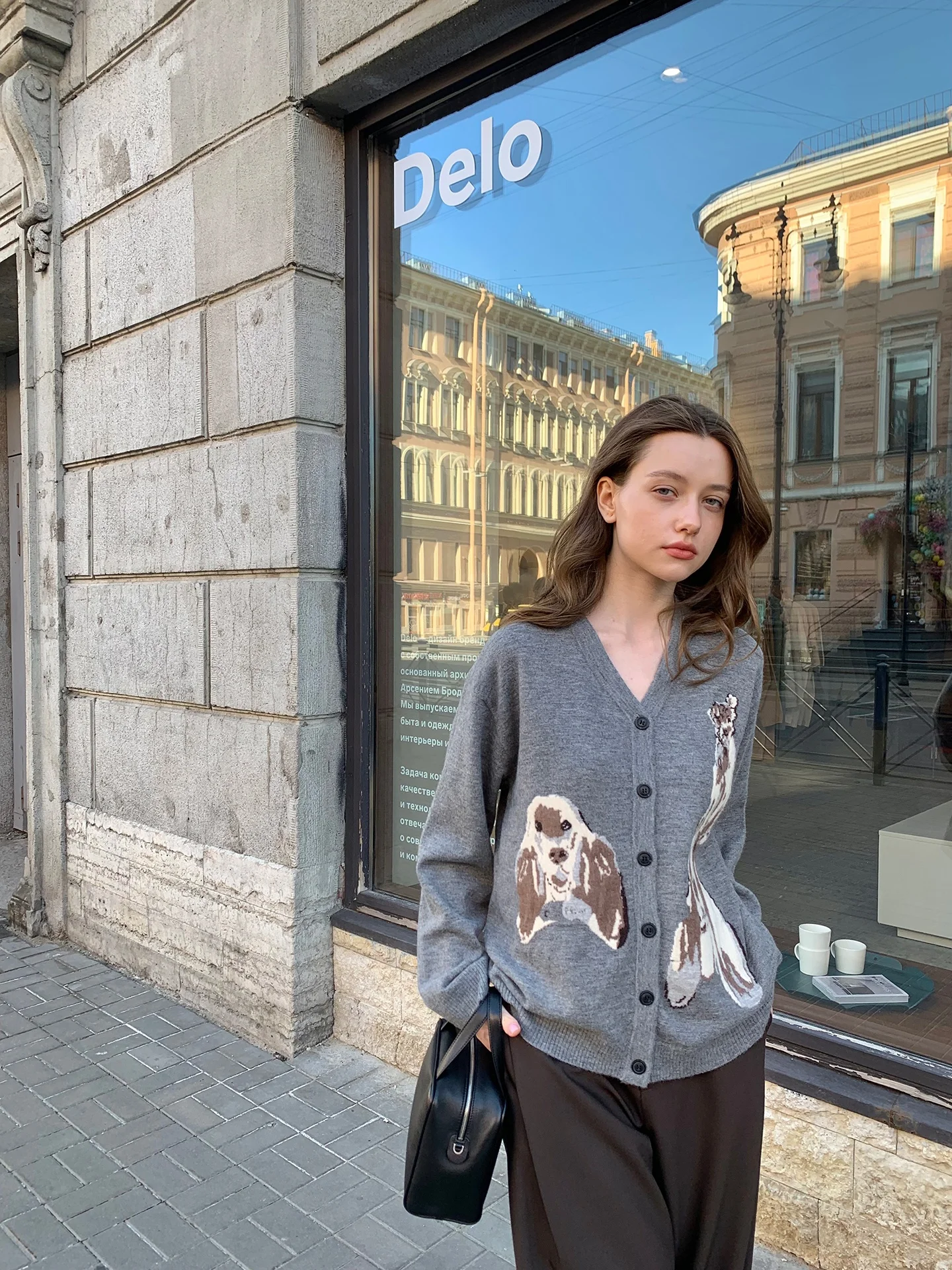 

Мягкий шерстяной вязаный кардиган Kernel Cosmos Autumn Dog Lazy Sle с цветочной вышивкой из смеси хлопка и шерсти, женский длинный свеч V-Ne