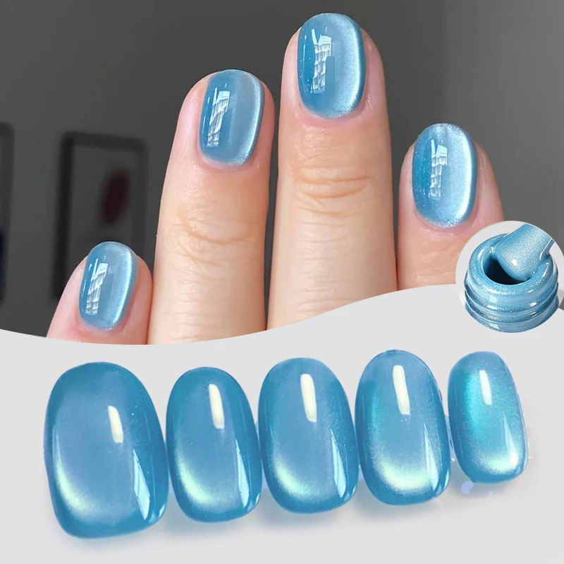 BORN PRETTY 10ml Blue Glass Bead Cat Magnetic Gel Polish Semi Permanent UV LED Soak Off Nail Art Gel Salon Summer Nails