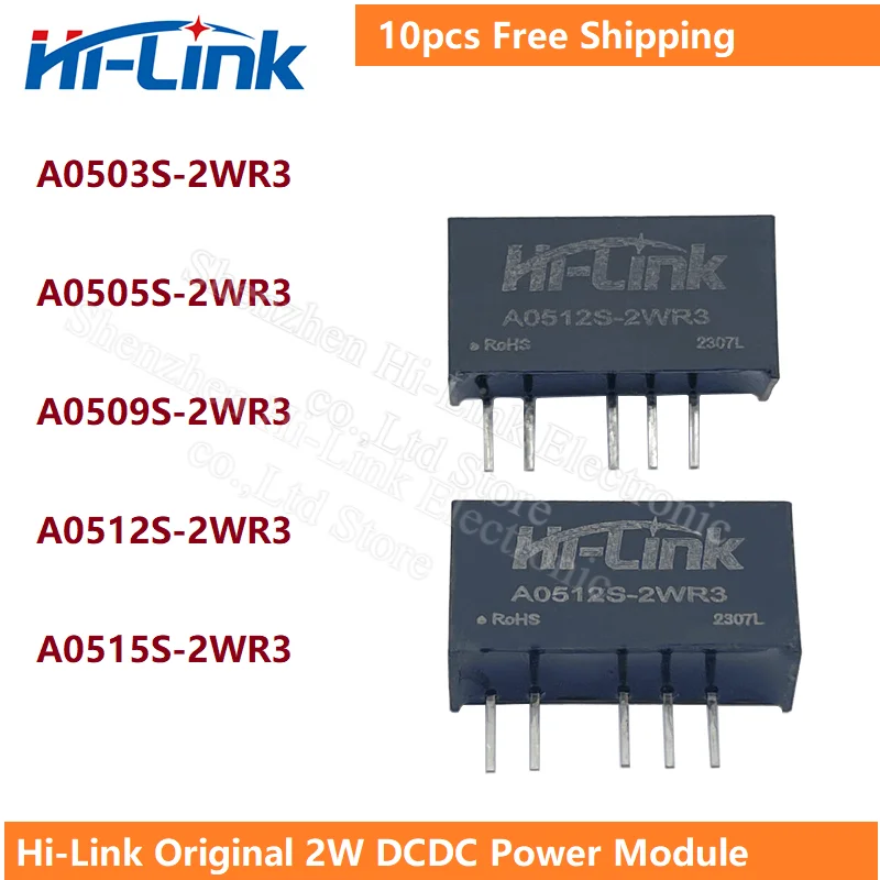 10pcs New Original A0512S-2WR3 A0515S-2WR3 A0503S-2WR3 A0505S-2WR3 2W 1500VDC 303mA 200mA 112mA 83mA 67mA DCDC Power Supply RoHS