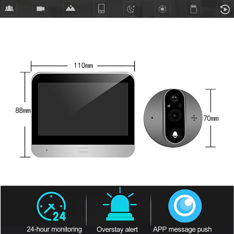 

Умный двусторонний домофон, камеры дверного звонка, 1080P, 4,3 дюйма, беспроводной видеодомофон, IPS-экран, инфракрасное ночное видение для домашней безопасности