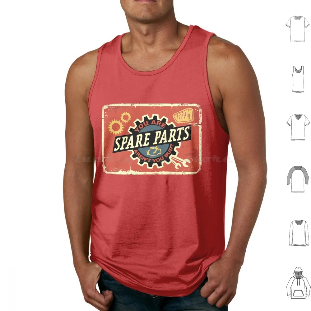 Spare Parts-Letterkenny Tank Tops Vest Sleeveless Letterkenny Letter Kenny Spare Parts 10 Ply Ten Ply Spare Auto Parts Garage