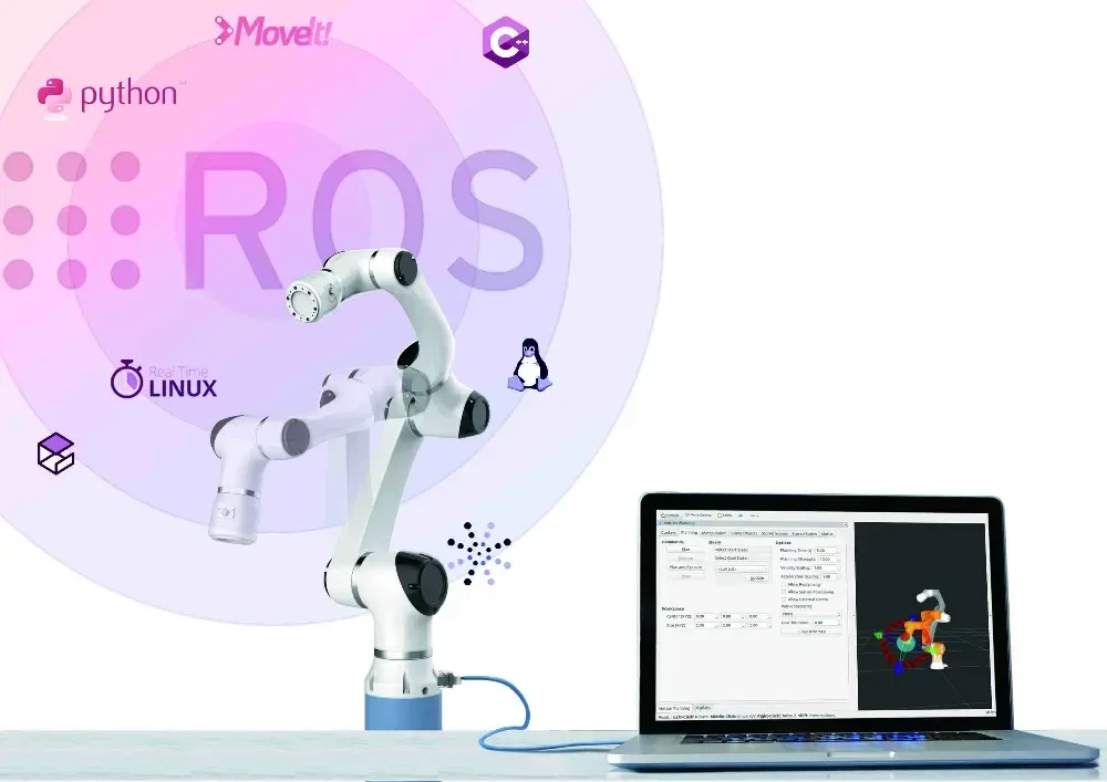 El robot ROS de Han admite y brazo robótico industrial de alcance de 1300 mm.