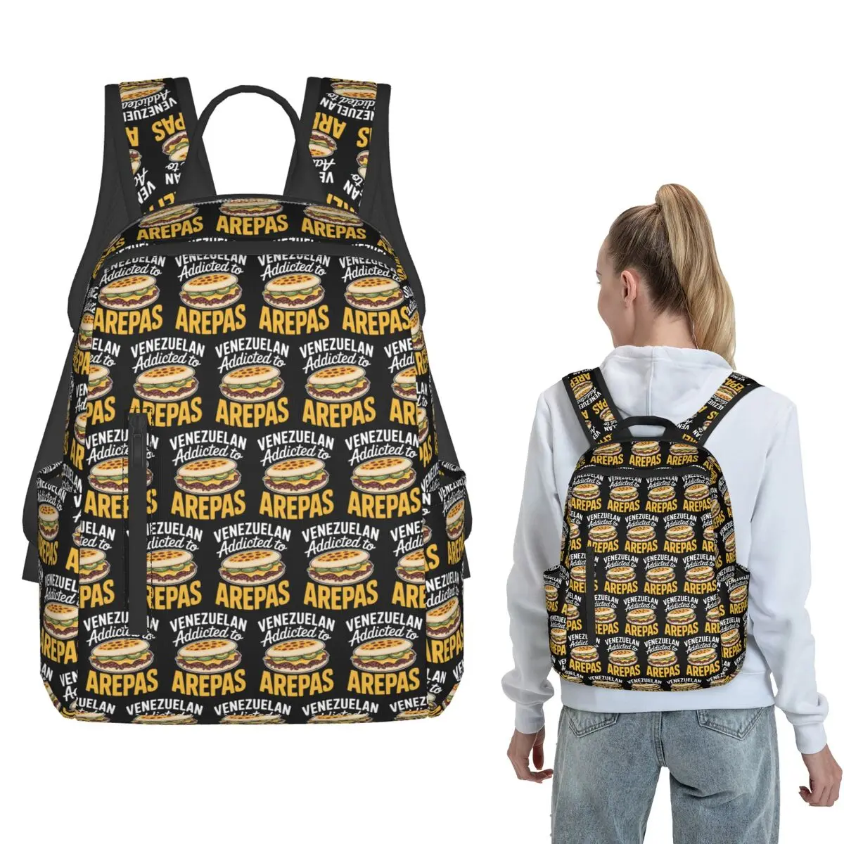 

Arepa Maker Latin Food Arepa Venezuela Food Backpack Daypack Boys Girls BookBag School Bag Shoulder Bags for Men Women