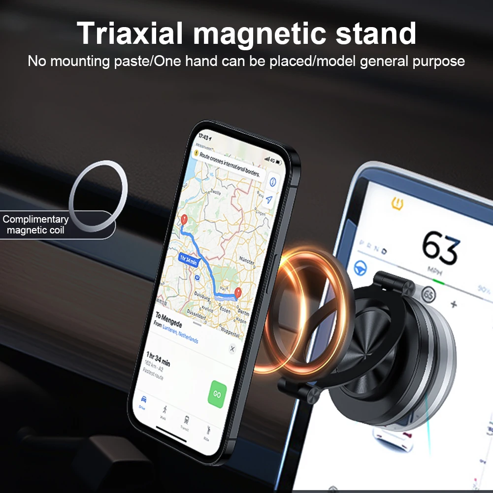 

Suction Cup Navigation Stand Bracket Folding 360° Rotatable Hands-Free Magnetic Cell Phone Holder Adjustable for Magsafe iPhone