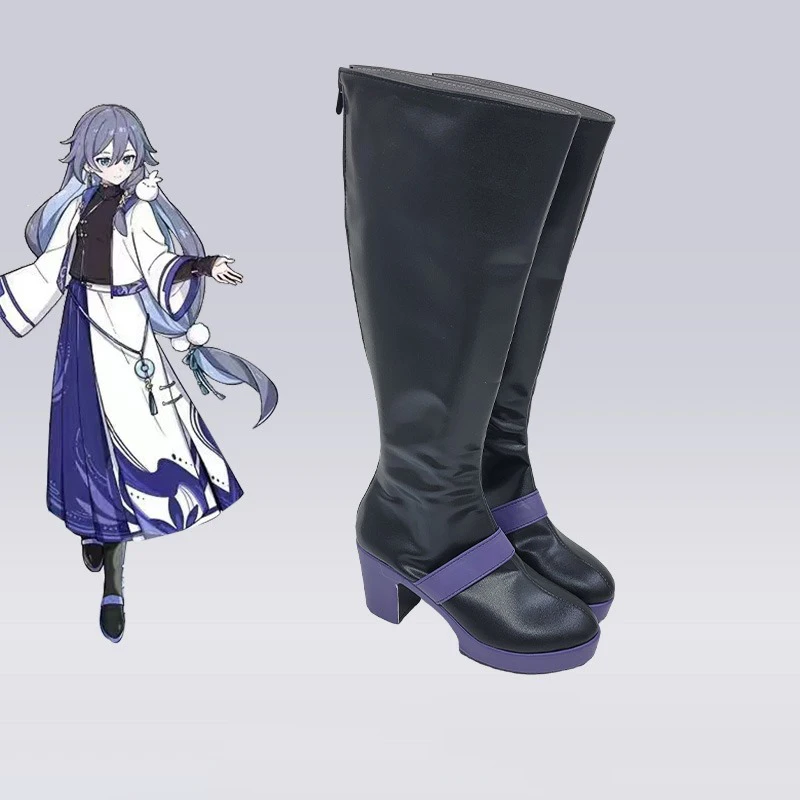 Seele vollerei cosplay sapatos de couro do plutônio botas de carnaval de halloween honkai impacto 3 cosplay adereços feitos sob encomenda