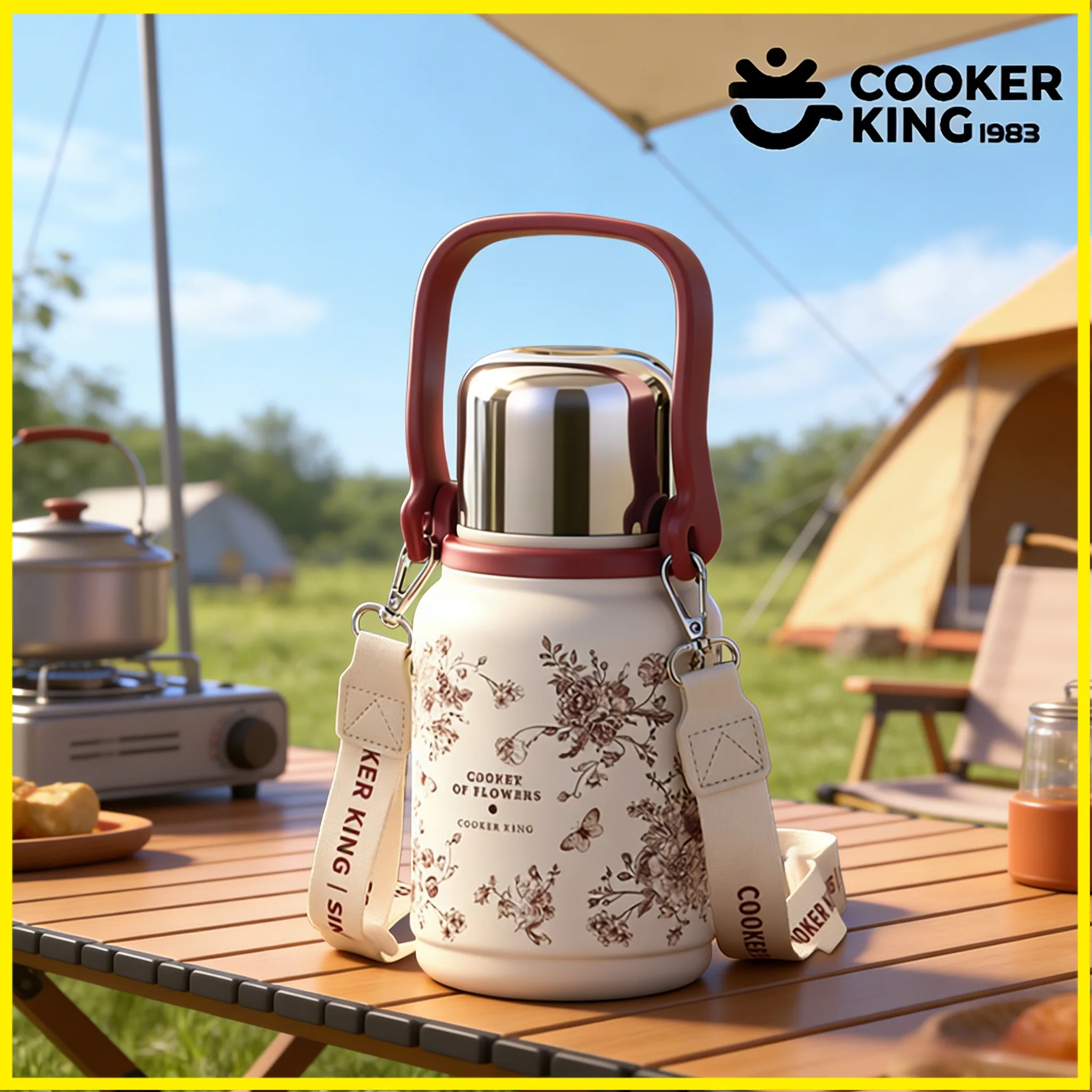 COOKER KING 800ML Handthermoskanne 316/304 Edelstahl + PP Camping Tragbarer Warmwasserkocher Wasserflasche Haushalt & Camping