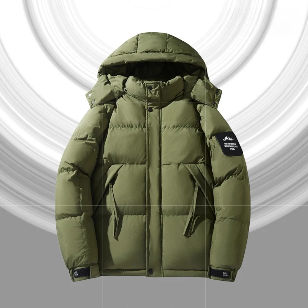 

Detachable Hood Men's Loose-Fit Cotton Jacket Winter Warm Coat Fashionable Casual Outerwear for Men