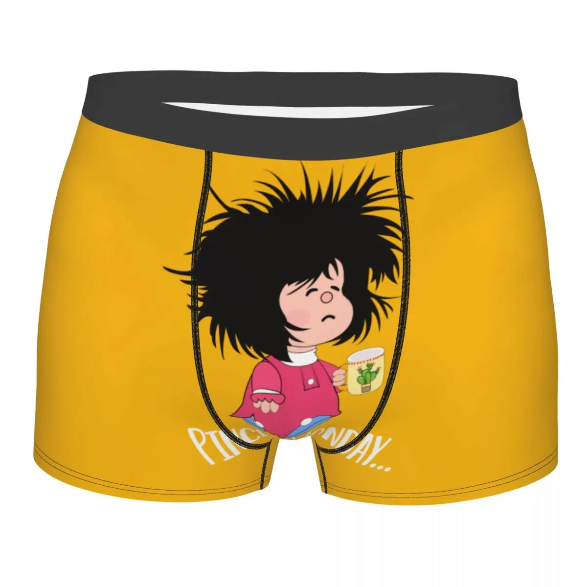 Pinche Monday Funny Mafalda Underwear Men Sexy Printed Customized Quino Argentina Comic Boxer Shorts Panties