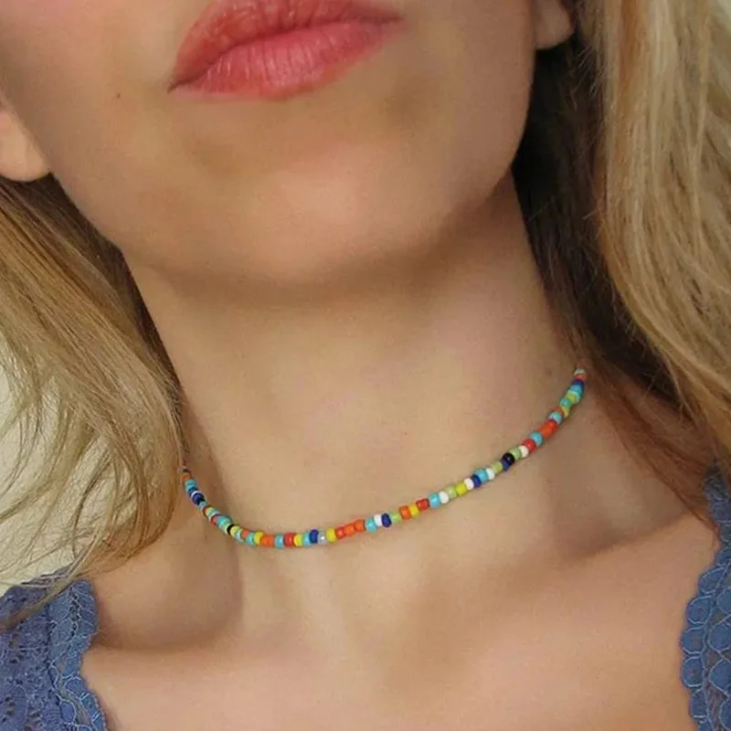 Vacation Sweet and Cool Colored Glass Coloured Glaze Mushroom Natural Pearl Necklace Personalized Exquisite Multi Layer Necklace