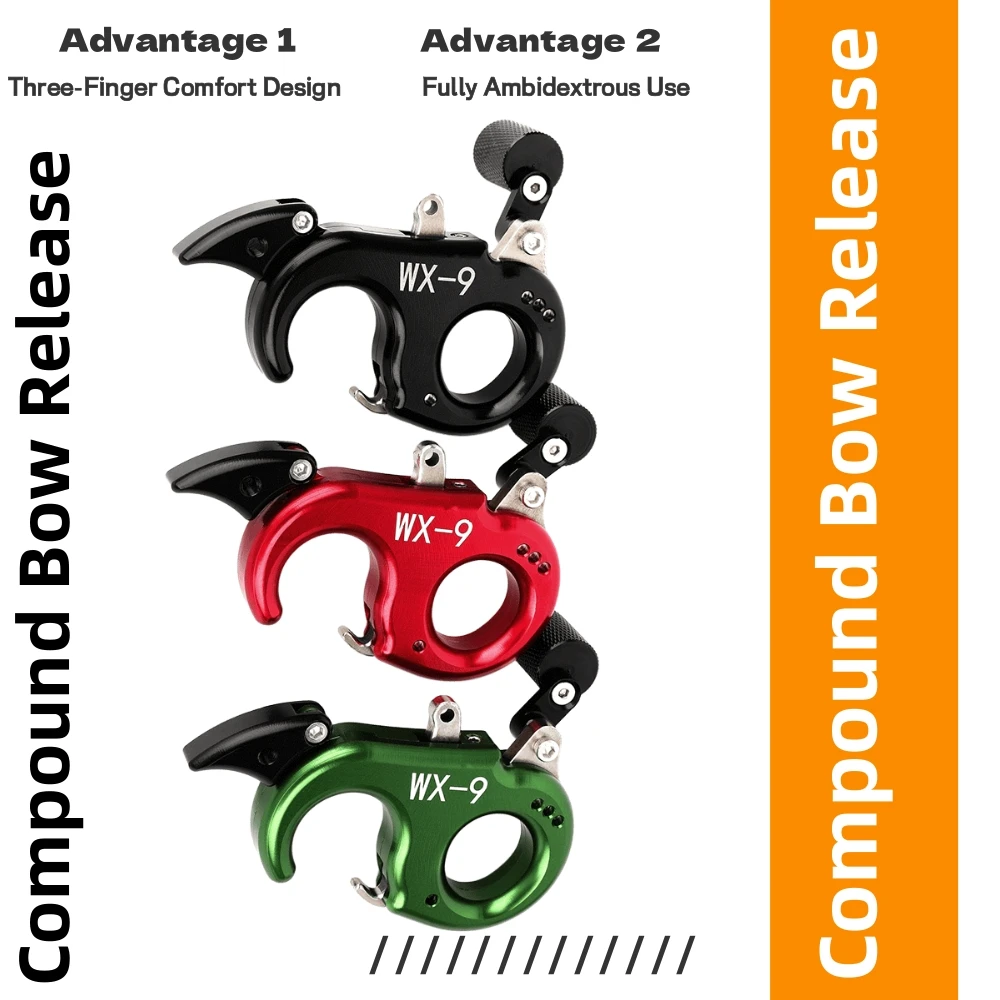 

Archery 3 Fingers Release Aid L/R Hand Adjustable Aluminum Alloy Grip Caliper Compound Bow Outdoor Hunting Shooting