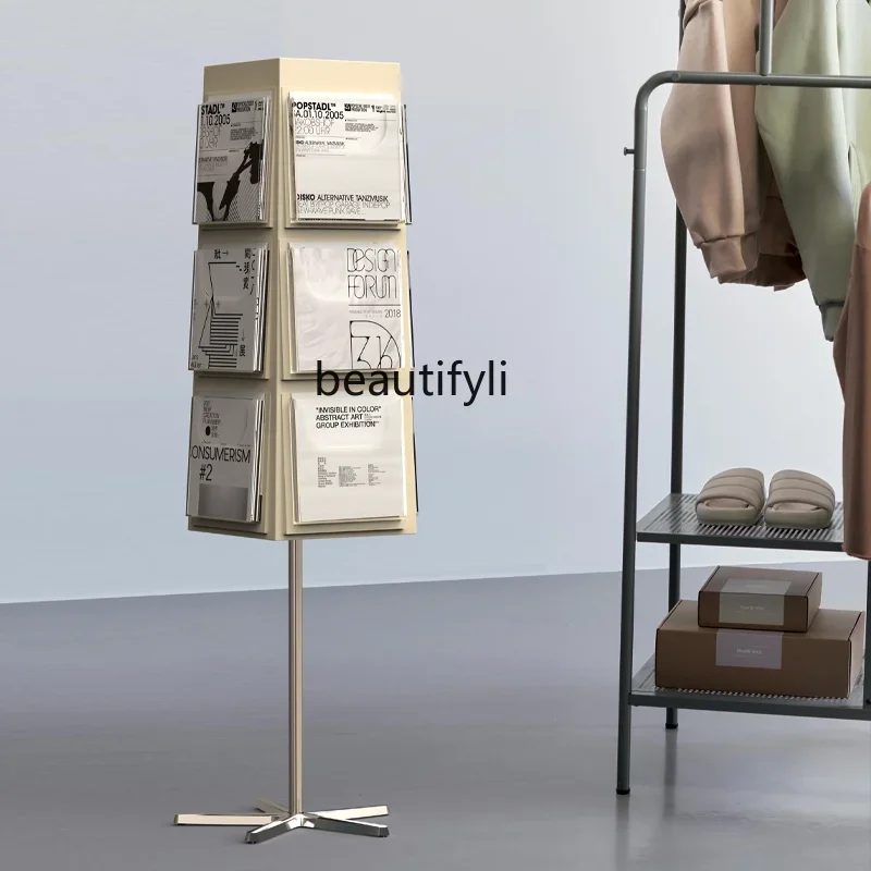 

xzzRotating data Floor-to-ceiling vertical display Sales department Magazine rack Stainless steel customization
