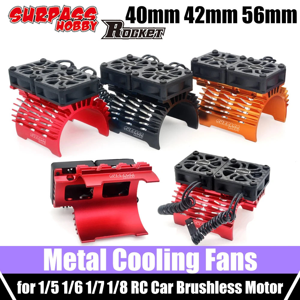 Surpass metal cooling fan 40mm 42mm 56mm motor fan radiator suitable for 1/5 1/6 1/7 1/8 RC car 4068 4274 5692 brushless motor