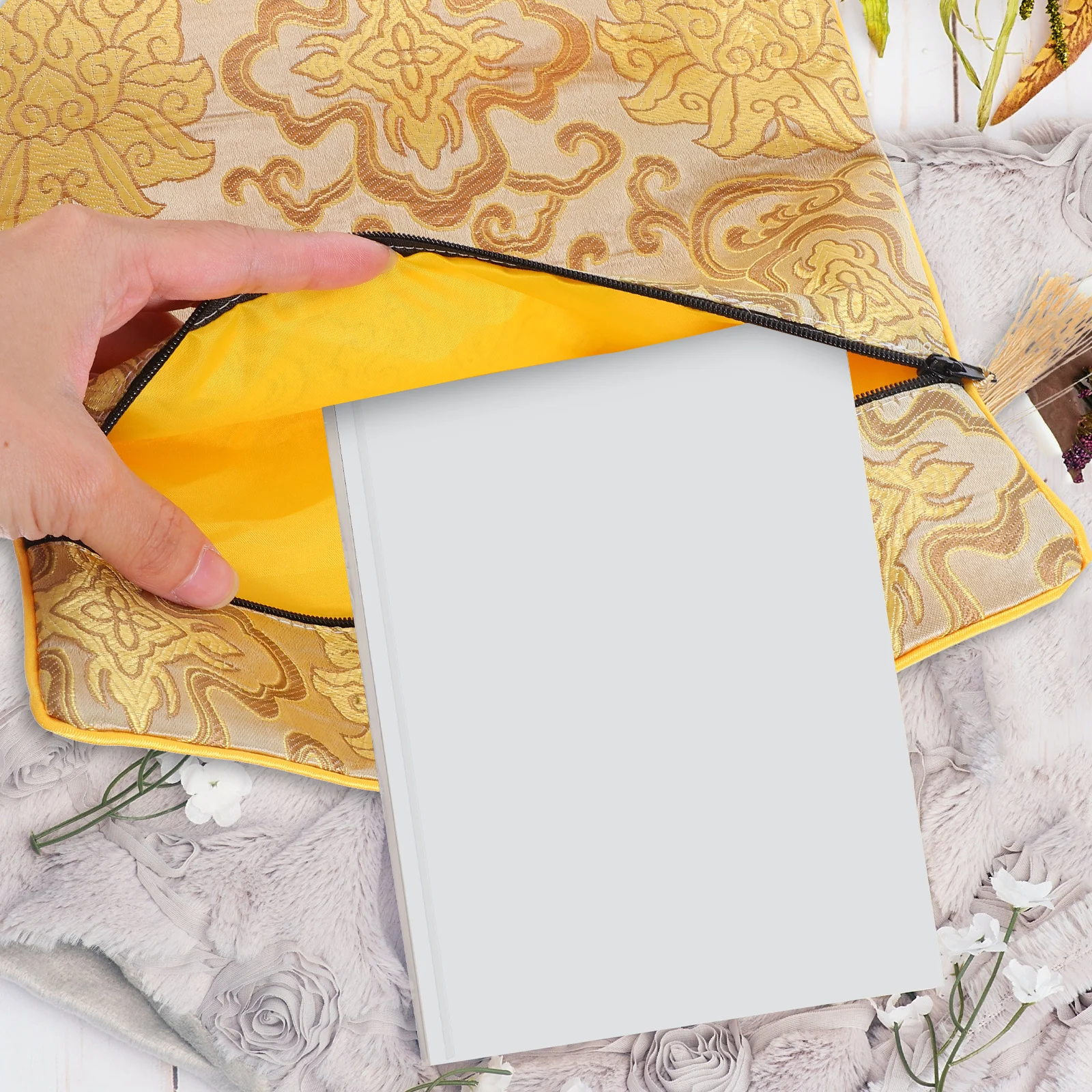 Bible Cover Case Soft Cloth Scripture Pouch with Tassel Secure Zippered Closure for Prayer Book Organization and Gift Giving